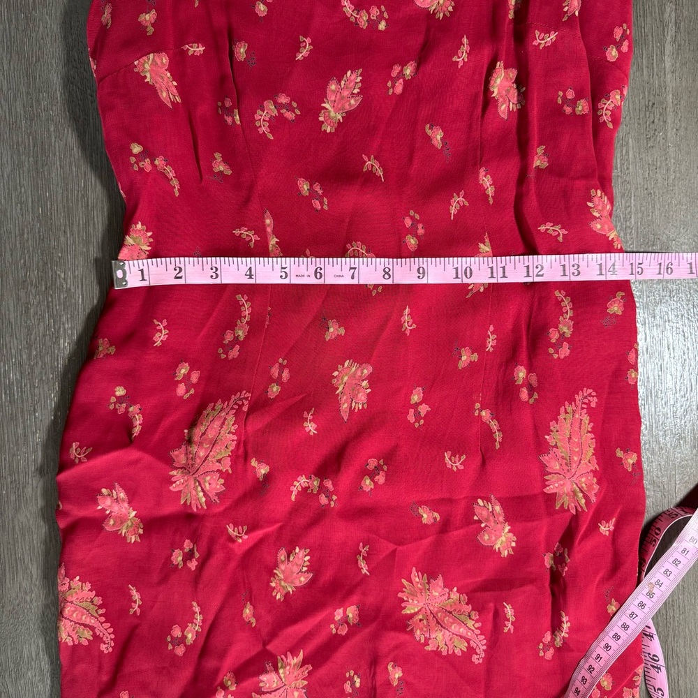 Vintage Eddie Bauer Maroon Floral Midi Dress Petite 6 - Picture 13 of 15